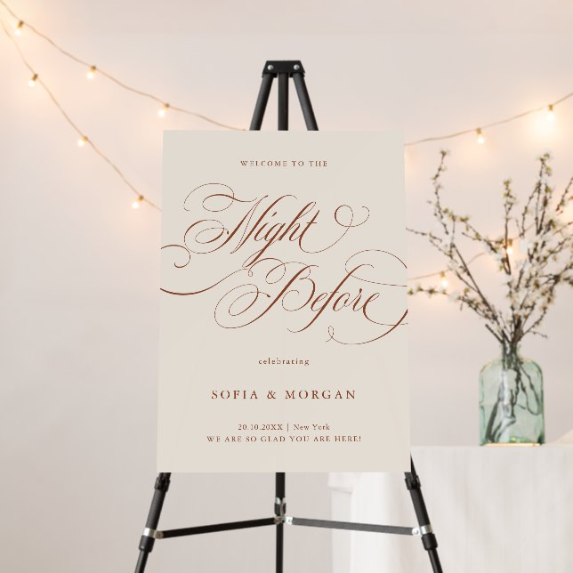 Calligraphy Terracotta Welcome to the night before Foam Board (In Situ (Stand))