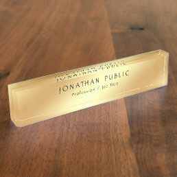 Calligraphy Text Elegant Gold Look Template Modern Desk Name Plate