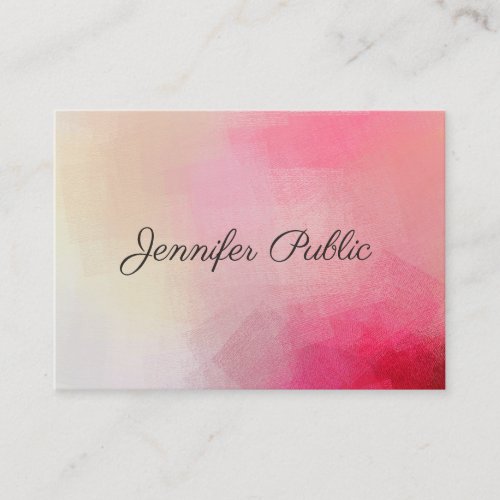 Calligraphy Text Modern Elegant Pink Template Business Card