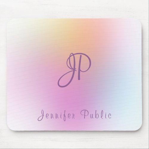 Calligraphy Text Monogram Trendy Colorful Template Mouse Pad