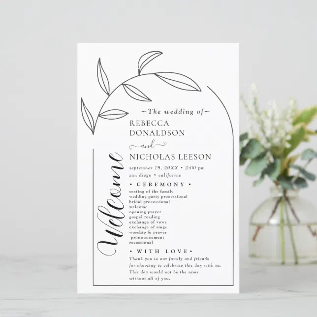 Calligraphy Text Script Wedding Program 