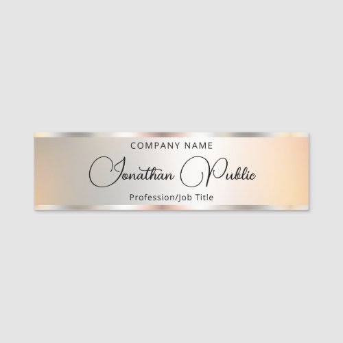 Calligraphy Text Silver Elegant Modern Template Name Tag