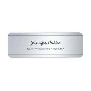 Calligraphy Text Silver Elegant Return Address Label