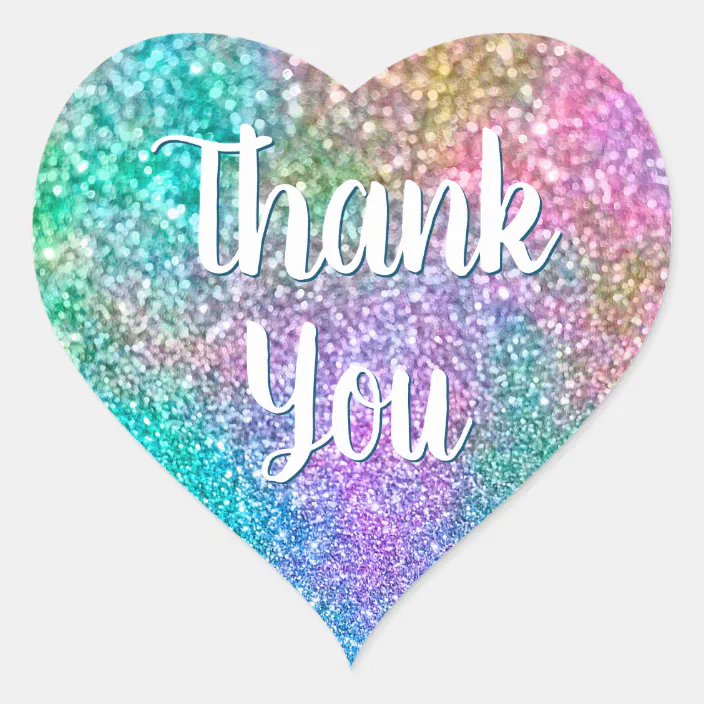 15 Personalised Mermaid Glitter Effect Birthday Thank You Sweet Cone Stickers 14