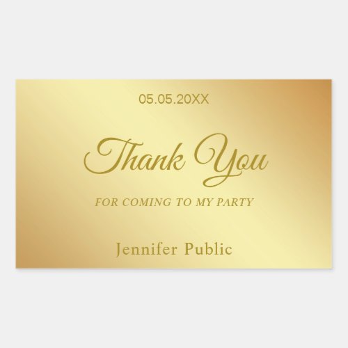 Calligraphy Thank You Gold Template Elegant Top Rectangular Sticker