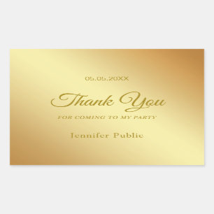 Calligraphy Thank You Gold Template Elegant Top Rectangular Sticker
