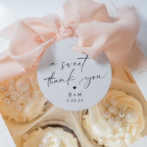 Calligraphy Thank You Heart Wedding Favor Tags