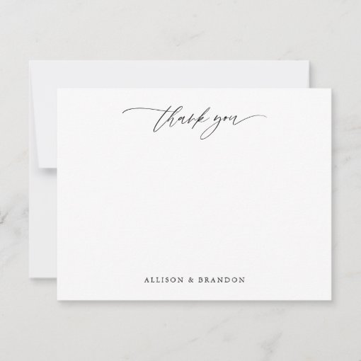 Calligraphy Thank You Personalized Stationery Note Card | Zazzle