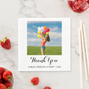 Calligraphy Thank You Photo Graduation Party Paper Napkins