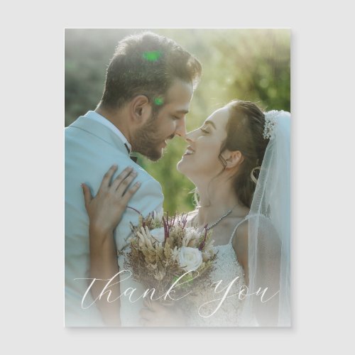 Calligraphy Thank You Photo Keepsake Magnetic Card