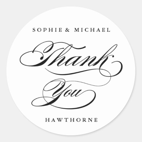 Calligraphy thank you sticker