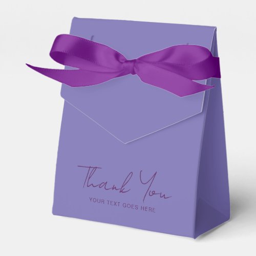Calligraphy Thank You Text Solid Periwinkle Color Favor Boxes