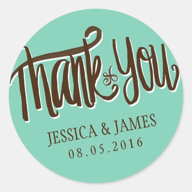 Calligraphy Thank You Wedding Favor Sticker (Front)