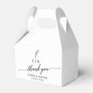 Calligraphy  Thank You Wedding Monogram Gable Favor Boxes