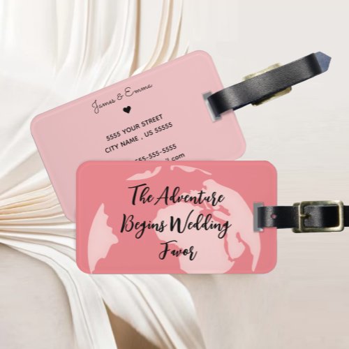 Calligraphy The Adventure Begins Wedding Favor  Luggage Tag