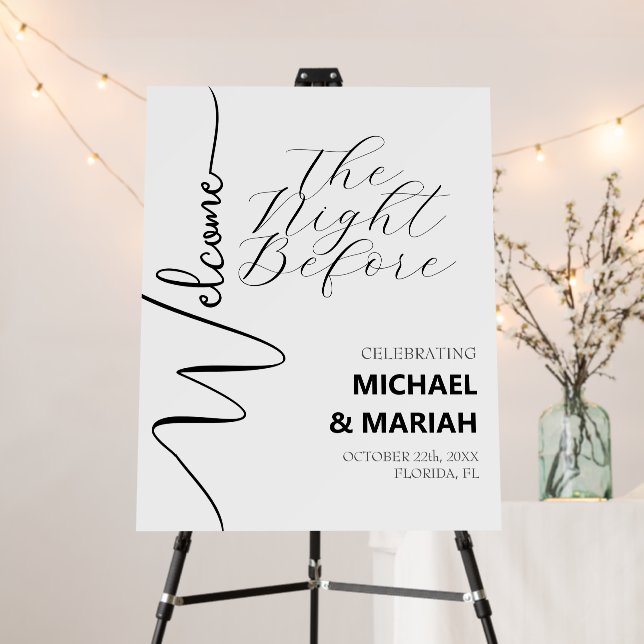 Calligraphy The Night Before Rehearsal Dinner  Foam Board (In Situ (Stand))
