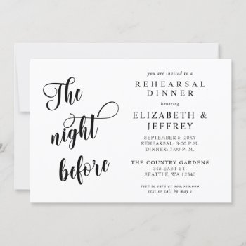 Calligraphy The Night Before Rehearsal Dinner Invitation by Invitationboutique at Zazzle
