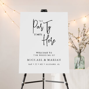 Calligraphy The Party Starts Here Rehearsal Dinner Foam Board