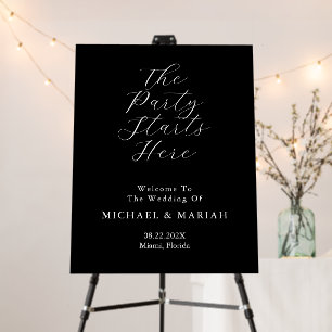 Calligraphy The Party Starts Here Rehearsal Dinner Foam Board
