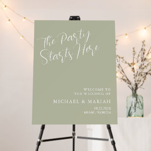 Calligraphy The Party Starts Here Rehearsal Dinner Foam Board