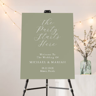 Calligraphy The Party Starts Here Rehearsal Dinner Foam Board