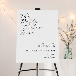 Calligraphy The Party Starts Here Rehearsal Dinner Foam Board