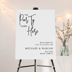 Calligraphy The Party Starts Here Rehearsal Dinner Foam Board