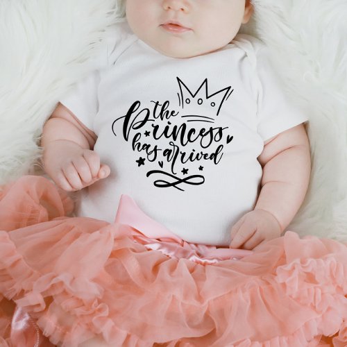 Calligraphy The Princess Has Arrived Baby Bodysuit