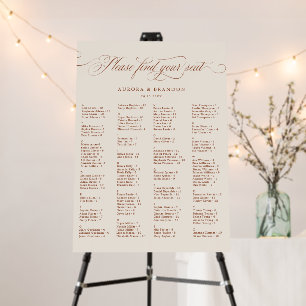 Calligraphy timeless Terracotta Boho Seating Chart Foam Board
