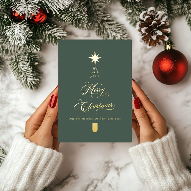 Calligraphy Tree Gold Foil Christmas Card (Creator Uploaded)