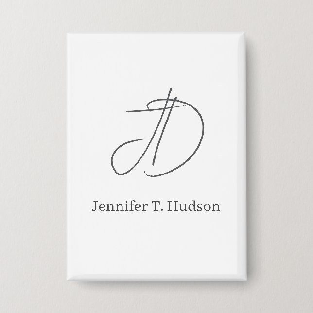 Calligraphy trendy classical monogram  button (Front)