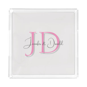 Calligraphy trendy classical script monogram acrylic tray