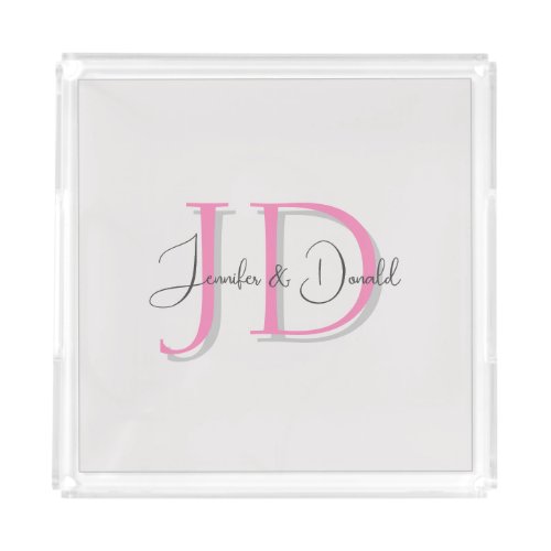 Calligraphy trendy classical script monogram acrylic tray