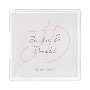 Calligraphy trendy classical script monogram acrylic tray