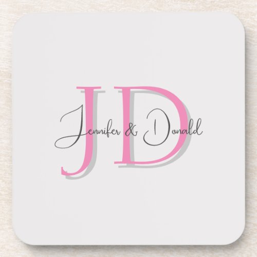 Calligraphy trendy classical script monogram beverage coaster