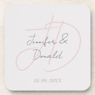 Calligraphy trendy classical script monogram beverage coaster