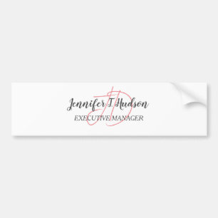 Calligraphy trendy classical script monogram bumper sticker