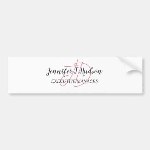 Calligraphy trendy classical script monogram bumper sticker