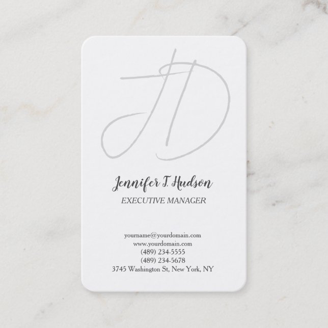 Calligraphy trendy classical script monogram business card (Front)