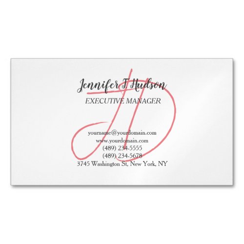 Calligraphy trendy classical script monogram business card magnet