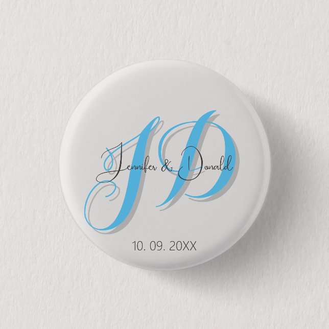 Calligraphy trendy classical script monogram button (Front)