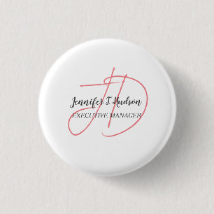 Calligraphy trendy classical script monogram button