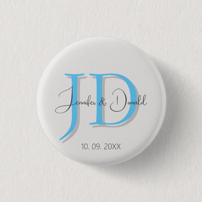 Calligraphy trendy classical script monogram button (Front)