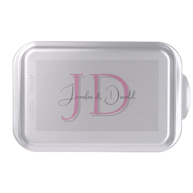 Calligraphy trendy classical script monogram cake pan (Front)