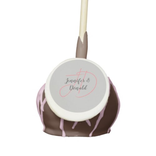 Calligraphy trendy classical script monogram cake pops