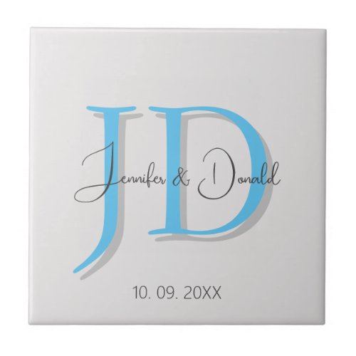 Calligraphy trendy classical script monogram ceramic tile