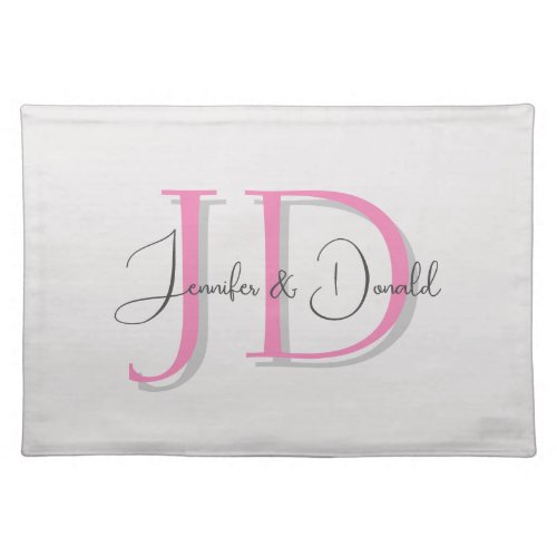 Calligraphy trendy classical script monogram cloth placemat