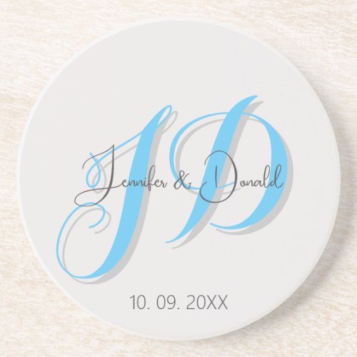 Calligraphy trendy classical script monogram coaster