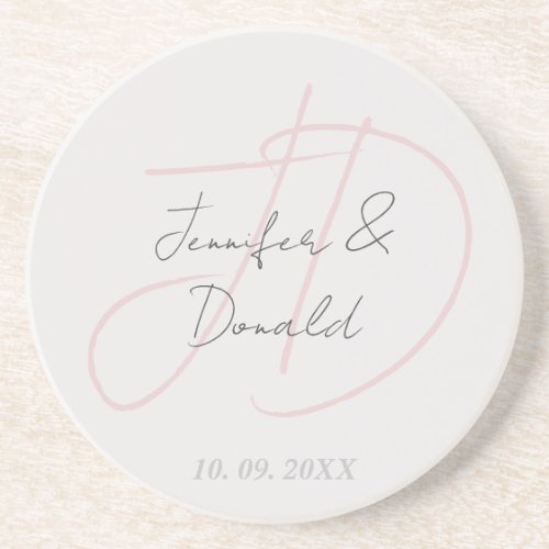 Calligraphy trendy classical script monogram coaster