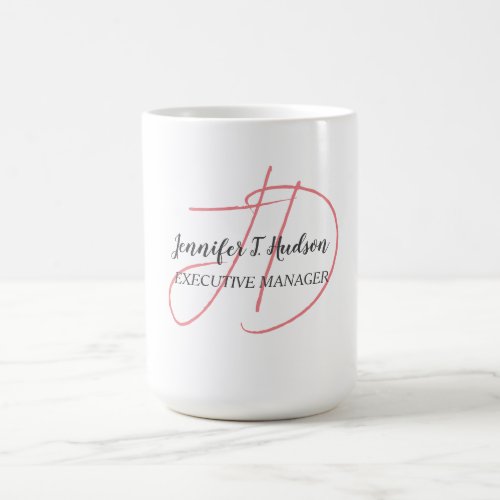 Calligraphy trendy classical script monogram coffee mug